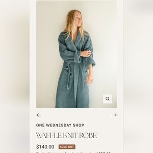 One Wednesday Waffle Knit Robe M- Stone Blue